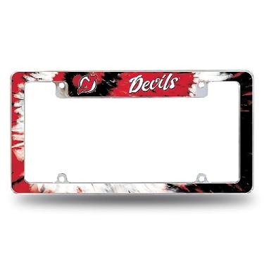 Imagem de Rico Industries Moldura de placa automotiva NHL New Jersey Devils Tie Dye 30,48 cm x 15,24 cm cromada para carro/caminhão/SUV