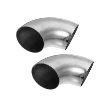 Imagem de Hihaha 2 peças OD 3 polegadas 90 graus mandril curva cotovelo SS304 tubo de curva de aço inoxidável tubo de cotovelo de escape para carro sistema de escape modificado tubulação 7.6 cm tom prateado