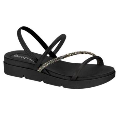 Imagem de Sandália beira rio strass conforto 8387.530, Preto grafite, 38