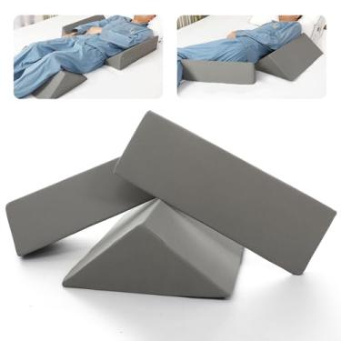 Imagem de Almofada Fanwer de posicionamento para dormir de lado (3 em 1), cunha de cama triangular de 40 graus para dor nas costas, prevenção de escaras, após cirurgia, joelhos elevados, gravidez – Cinza