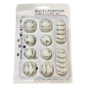 Imagem de Kit Organizador De Fio Cabos De Celulares Com Diversos Clips Multiuso 