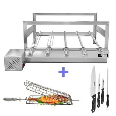 Imagem de Churrasqueira Giratória Grill Inox Gira Soft Grill 5 Espetos + Espeto 