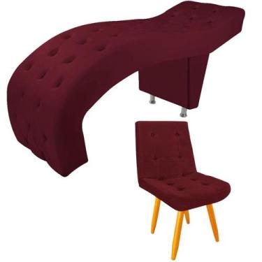 Imagem de Maca Para Estética Luxo com Cadeira París Veludo Bordô - Sard