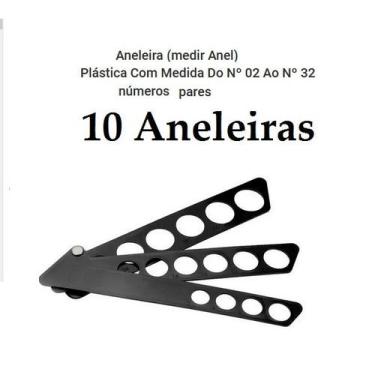 Imagem de 10 Medidores Aneleira (medir Anel) Plástica Com Medida Do Nº 02 Ao Nº 