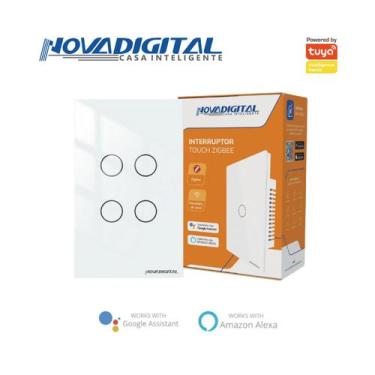 Imagem de Interruptor 4 Botões Branco Touch Zigbee Novadigital Tuya