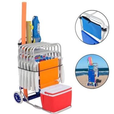 Imagem de Carrinho Mesa Para Praia Alumínio 2 em 1 Com Avanço e Bolsa 704499 BEL