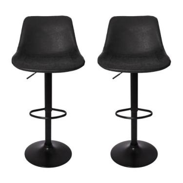 Imagem de Kit 2 Banquetas Giratórias Roma Preta Vintage - Cadeiras INC