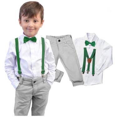 Imagem de Conjunto Social Cinza Manga Longa Calça Casamento Pajem Bebê - Migueli