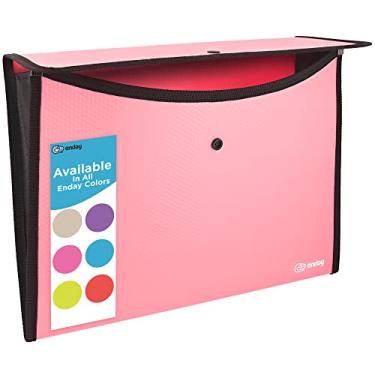 Imagem de Porta-documentos com aba quadrada verde, pasta de arquivo expansível, envelopes de enchimento reutilizáveis tamanho carta A4, carteira com fecho de pressão, também disponível em rosa, roxo, azul, vermelho, cinza, 1 peça – por Enday