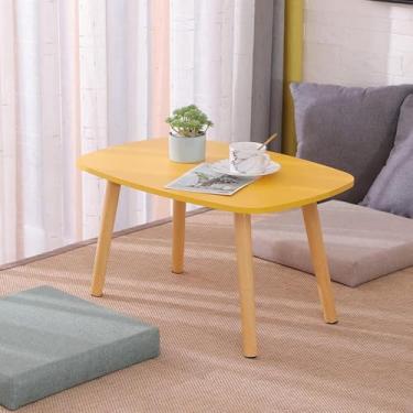 Imagem de Mesa de extremidade, mesa de centro moderna, mesa baixa, design retangular, madeira para sala de estar, mesa lateral de móveis, cor de madeira