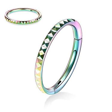 Imagem de FUNLMO Anel de nariz articulado de aço cirúrgico 316L argola septo tragus helix torre concha daith piercing joias cartilagem argola brinco pirâmide cortes, Metal, Sem Pedra Preciosa