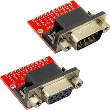Imagem de risingsaplings DB9 DR9 RS232 Serial para conector adaptador macho e fêmea de 2,54 mm 0,3 cm (macho x 1, fêmea *1)