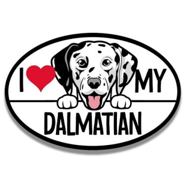 Imagem de Magnet Me Up Adesivo magnético de carro da raça I Love My Dalmatian Dog, 10 x 15 cm, ov...