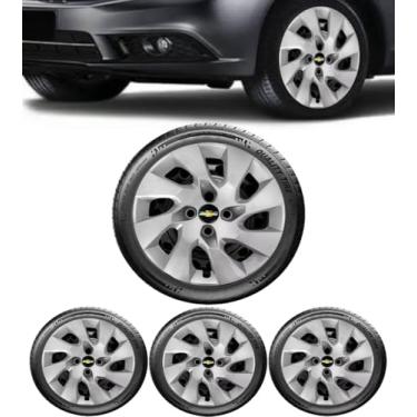 Imagem de Kit 4 Calota Prata Aro 13 CHEVR Celta Corsa Corsinha Super Hatch Classic Joy 2004 2005 2006 2007 2008 2009 2010 2011 2012