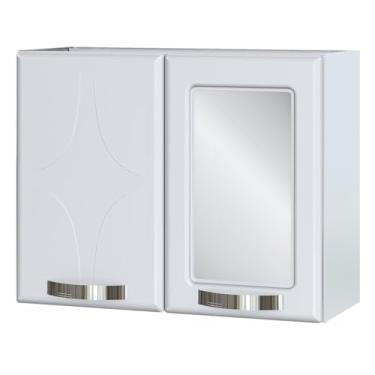 Imagem de Armário para Banheiro em Aço Rubi com Espelho 2 Portas Branco