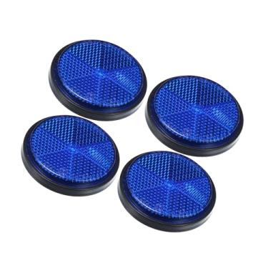 Imagem de Motoforti Refletor universal de formato redondo de 4 peças para latas de lixo de motocicleta, carro, trailer, caminhão e bicicleta, azul, longa duração