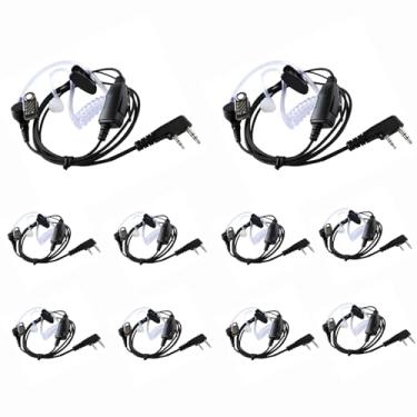 Imagem de DLECNFUN Fone de ouvido Walkie Talkie com microfone, design trançado, tubo acústico de ar, fones de ouvido de rádio bidirecionais com cabo para Kenwood Baofeng e Retevis (pacote com 10)