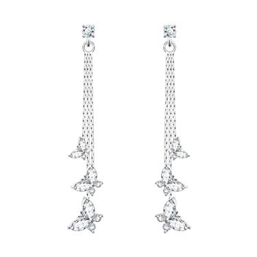 Imagem de KristLand - S925 Brincos de prata / gancho de liga elegante corrente borla brincos pendentes de franja de cristal simples brincos delicados brincos de borla, Cristal, Cristais