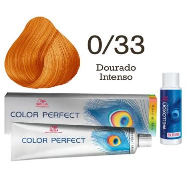 Imagem de Coloração Color Perfect 0.33 Dourado Intenso Emulsão Oxi 30 Welloxon  