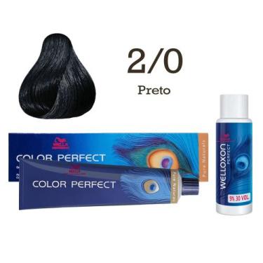 Imagem de Coloração Color Perfect 2/0 Preto + Emulsão Oxi 30 Welloxon  Wella - W