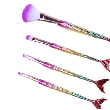 Imagem de Kit 4 Pincel Sereia de  Maquiagem  Blush Contorno Pó Sombra da linda m