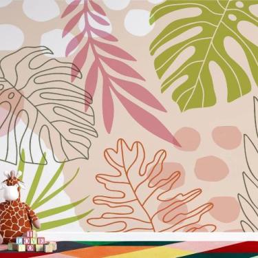 Imagem de Papel de Parede Folhas Gigantes em Tons Pasteis - AloPapers, 2,50m de 