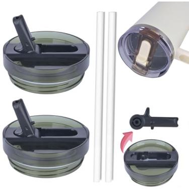 Imagem de Tampa de canudo removível de 850 g para acessório de copo Stanley, tampas à prova de vazamento para copo Stanley, acessórios compatíveis com capa Stanley Cups (preto e preto, 850 g)