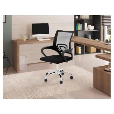 Imagem de Cadeira de Escritório Giratória Base Cromada com Ajuste de Altura e Rodinhas