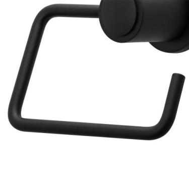 Imagem de Suporte Porta Papel Higiênico Parede Banheiro Preto Metal - TFC