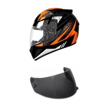Imagem de Capacete Ebf New Spark Flash Preto e Laranja Mais Viseira Fumê, 56