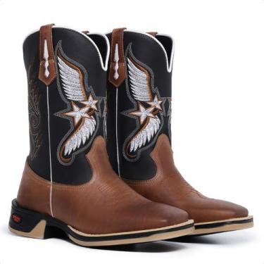 Imagem de Texana Masculina Bota Botina Country Sola Jumper Reforçada Bico Quadra