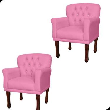 Imagem de Kit 02 Poltrona Anita Veludo - Fina Mobília, Rosa