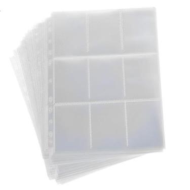Imagem de Kit 20 Folhas 9 Bolsos Transparente Fichário Card Pokemon Rpg Magic Ce