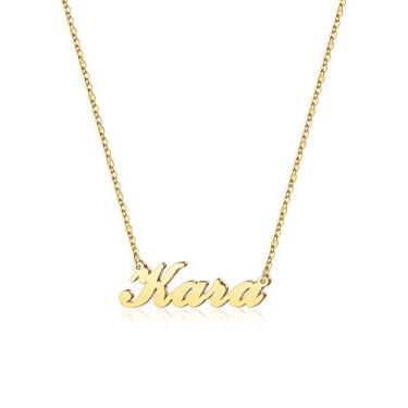 Imagem de Hidepoo Colar com nome personalizado – Colar com pingente de nome de aço inoxidável, corrente delicada com nome de letra, joias personalizadas, presentes para mulheres, Metal, Zircônia cúbica