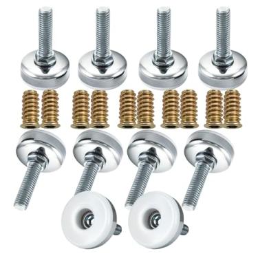 Imagem de MyyYiTar 10 peças de pés de nivelamento ajustáveis M8 5/40.6 cm Niveladores de móveis resistentes, pés de mesa ajustáveis de aço inoxidável de nylon para cadeiras, armários, sofás, bancadas de