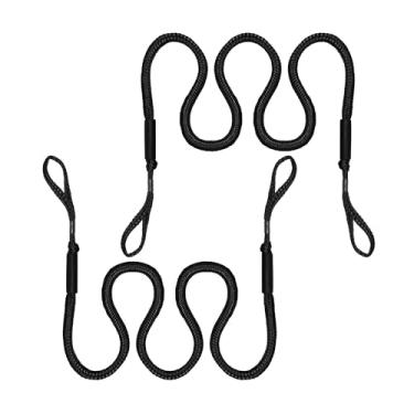 Imagem de Linhas de doca elástica para barco de 2,5 m com laço e flutuadores de espuma – Cordas de amarração elásticas elásticas para ancoragem temporária para barco pontão, mar, barco, jet ski, caiaque