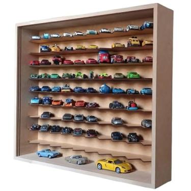 Imagem de Expositor Para 100 Carrinhos Em 45° Escala 1:64 Mdf Cru Com 2 Portas