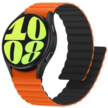 Imagem de Anlinser Pulseiras magnéticas compatíveis com Samsung Galaxy Watch 7/6/5/4/FE de 44 mm e 40 mm, Galaxy Watch 6 Classic de 47 mm e 43 mm/5 Pro de 45 mm, pulseira esportiva impermeável para mulheres e