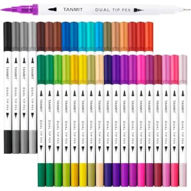 Imagem de Kit 36 a 120 Canetas Brush Pen e Ponta Fina Dual – Canetinhas Coloridas para Desenho, Caligrafia, Arte e Lettering – Marcadores para Colorir Canetinha Colorir e Detalhes - AMAZING ® (36)