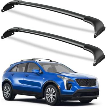 Imagem de Wonderdriver Barras transversais de suporte de teto de 100 libras compatíveis com Cadillac XT4 2019-2025, barras transversais de alumínio para serviço pesado, canoa, preta, bagagem.