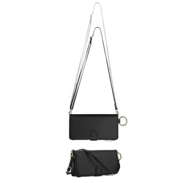 Imagem de HJZSZX Para Samsung A54 (5G) Ring Crossbody Zip Wallet Phone Case Wrist Strap Flip Bolsa Capa (Para Samsung A54 (5G)/preto)