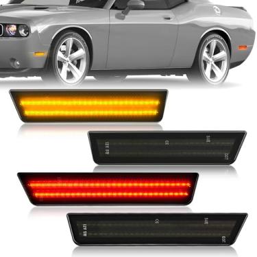 Imagem de NEIFILES Luzes de LED laterais compatíveis com Dodge Charger 2011-2014 Lâmpadas para-choque para Dodge Challenger 2008-2014 Somked Lens Pacote com 4