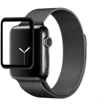 Imagem de Josi Minea iWatch [40 mm] Protetor de tela de vidro temperado curvo 3D com cobertura total - Protetor de tela HD fino antiarranhões e à prova de choque compatível com Apple Watch séries 5 e 4 [40 mm -