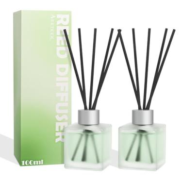 Imagem de Aeeteek Difusor de palheta, óleos perfumados de sal marinho e limão, conjunto de óleos essenciais aromatizadores de ar com bastões difusores, fragrância doméstica de longa duração de 97 g para quarto,