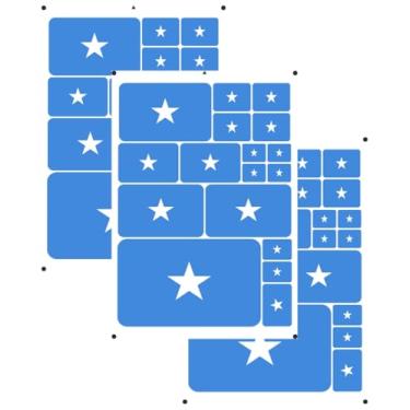 Imagem de vmcoatdu Adesivo de impressão a laser com bandeira da Somália, 3 peças em adesivos de vários tamanhos (Azul Somália)