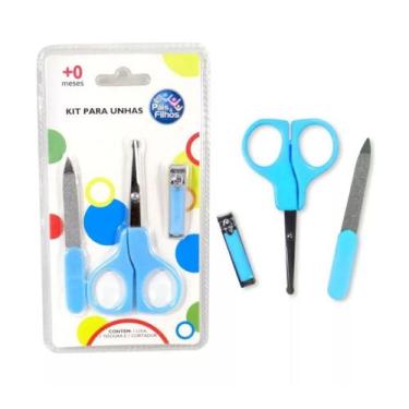 Imagem de Kit para unhas do bebe aço inox com cortador de unha e lixa - Pais e F