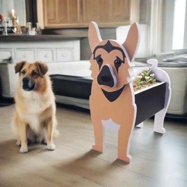 Imagem de Vaso de plantas em forma de cachorro de estimação, recipiente de armazenamento, ornamentos decorativos internos e externos, bancadas, jardim, decorações de pátio (pastores alemães)