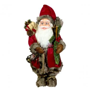 Imagem de Papai Noel Em Pé Vermelho Segurando Uma Lamparina 45cm