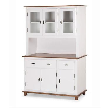 Imagem de Arca Oratório De 3 Portas De Vidro 3 Portas De Madeira Nicho E 3 Gavetas Laca Branca Com Imbuia