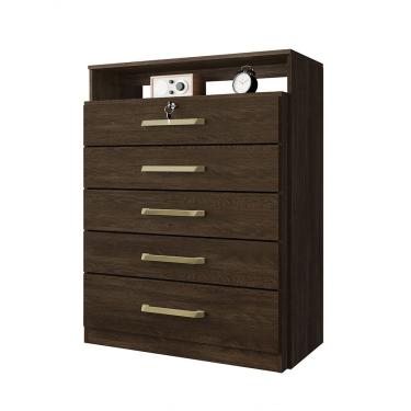 Imagem de Comoda 5 Gavetas 1 Nicho Triunfo Demobile Cor:ebano Touch